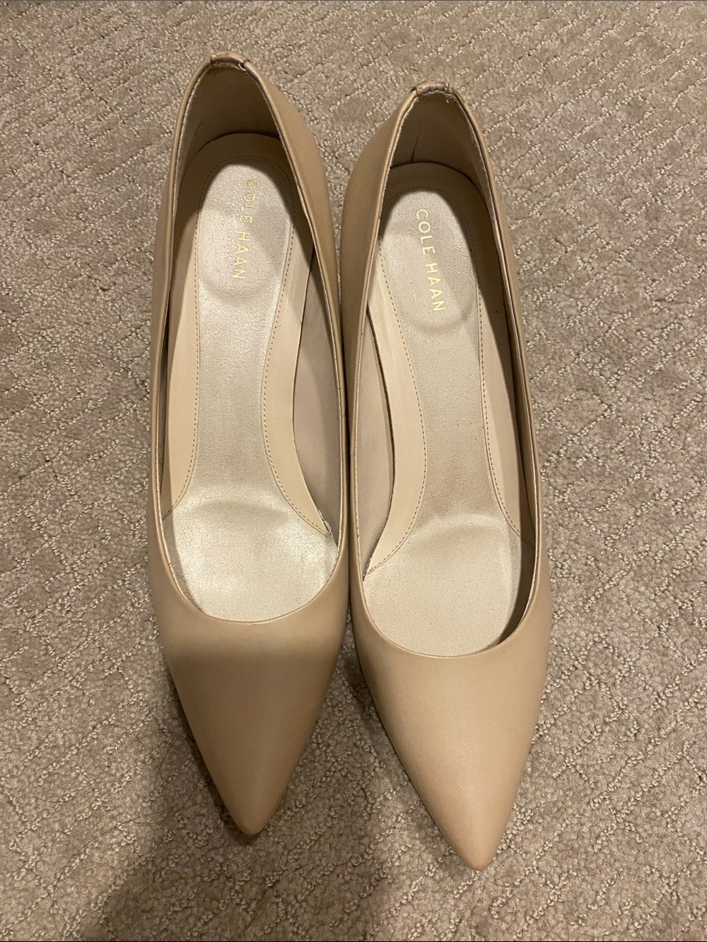 Cole Haan Beige Pointed-Toe Pumps